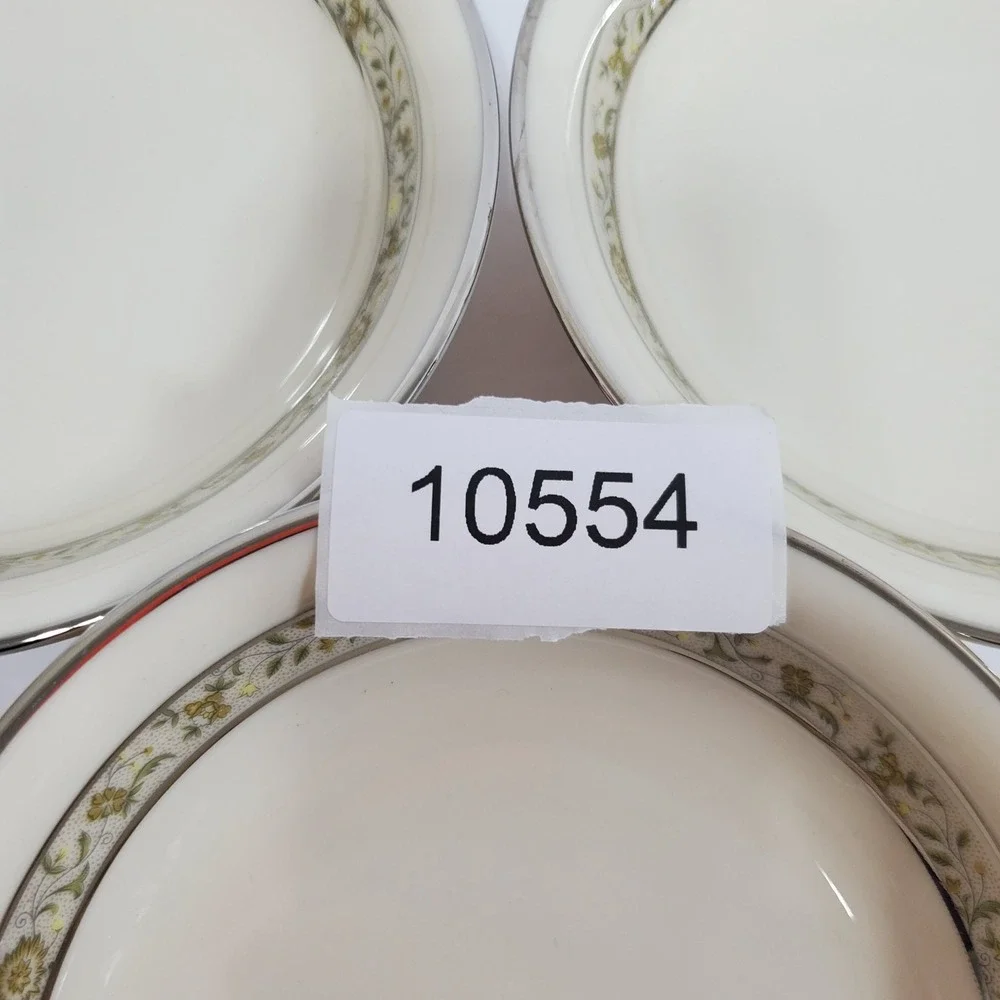 Lenox Springdale Salad  Fruit Bowls 3 Pieces Ivory Floral Border Platinum Trim